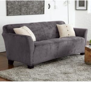 Gray velvet plush slip cover